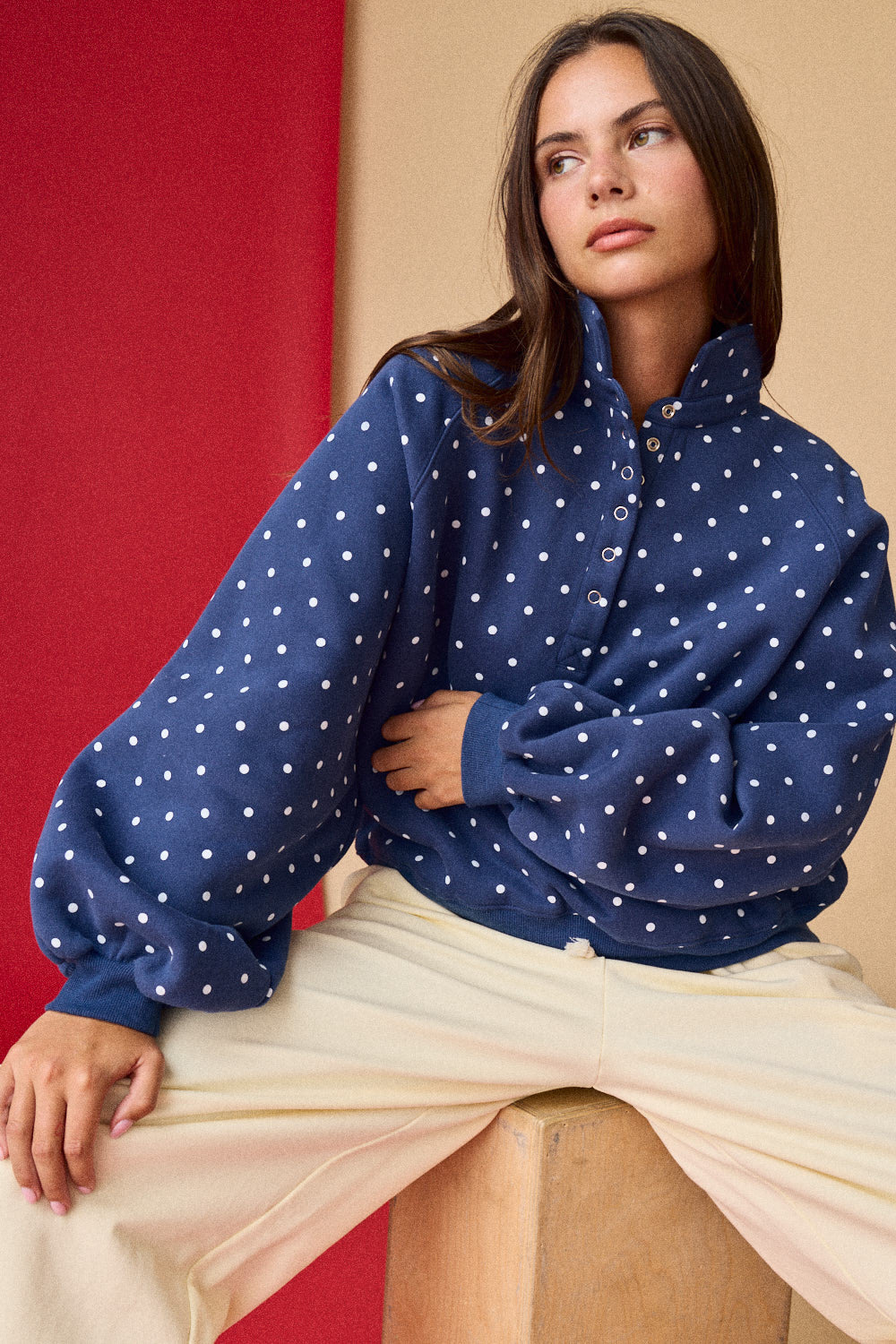 Polka Dot Pullover (Navy)