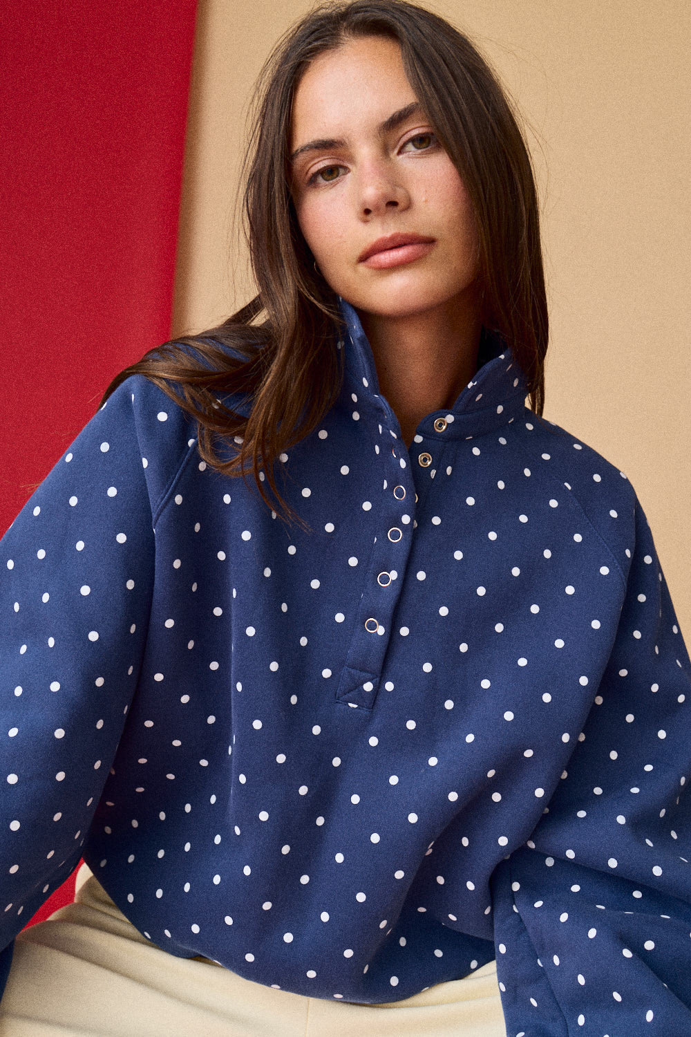 Polka Dot Pullover (Navy)